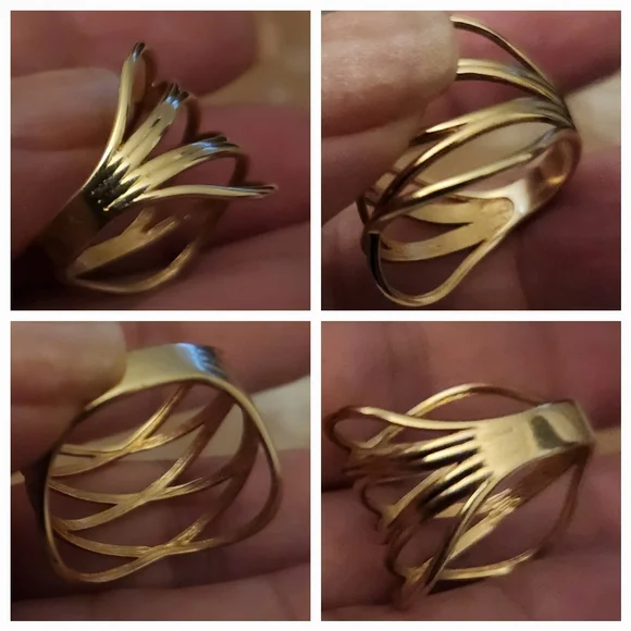14K Yellow Gold Women's Triple Crossover Ring Size 7 - Picture 11 of 14